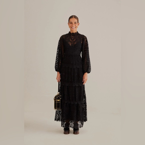 FARM RIO Long Sleeve Guipure Lace Maxi Dress - Picture 3 of 13